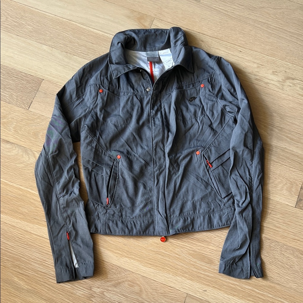 Nike Charcoal Bomber Jacket with Crimson Details
